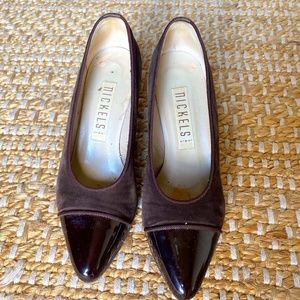 Vintage Nickel Brown Suede Pumps